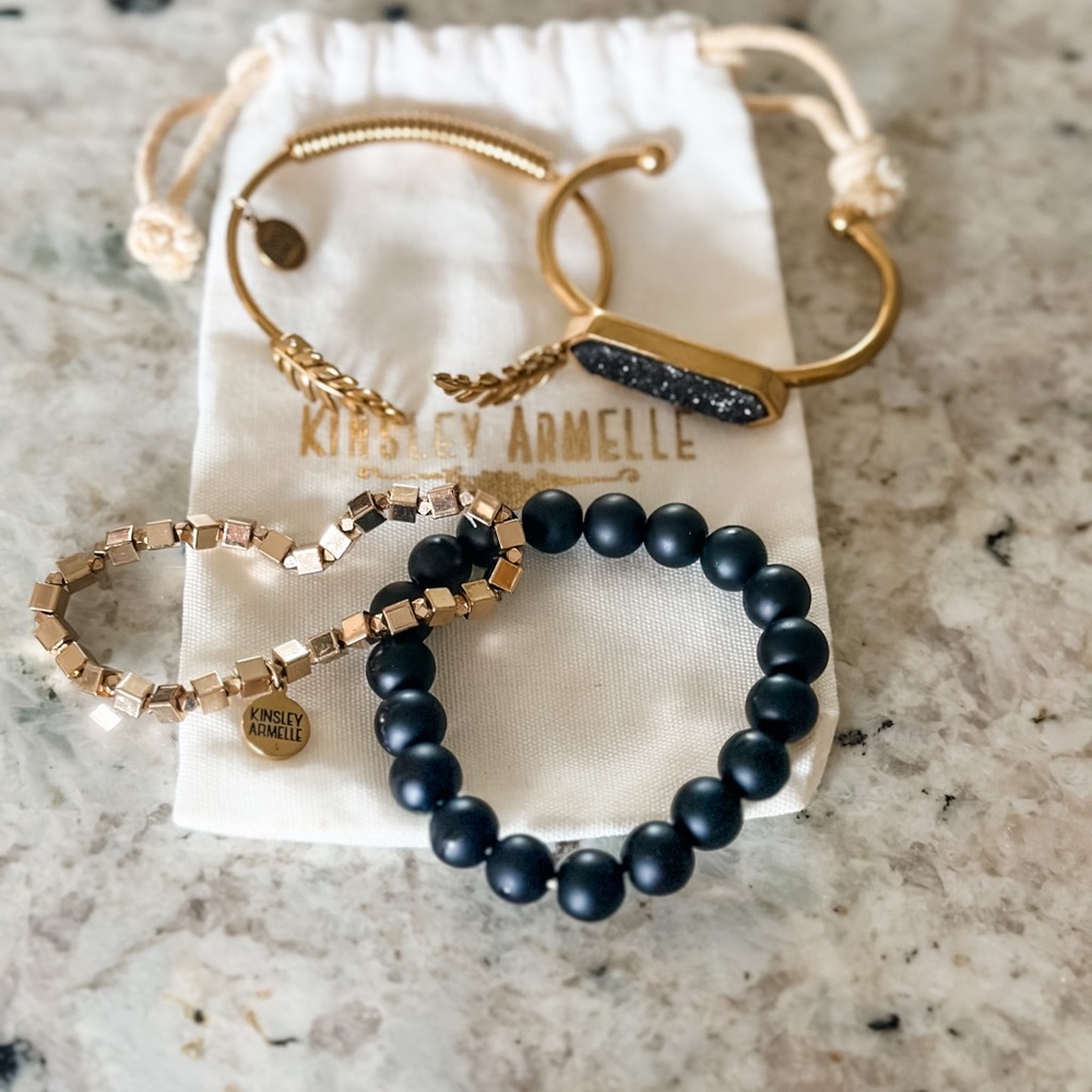 Kinsley Armelle Gold and Black Bracelet Set